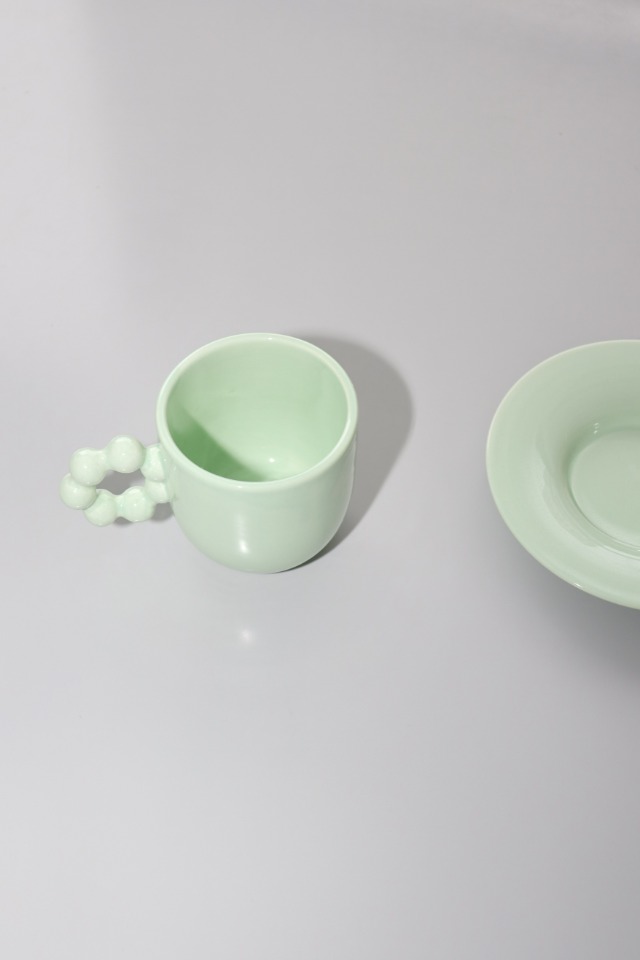 beads coffee cup/saucer(green mint)