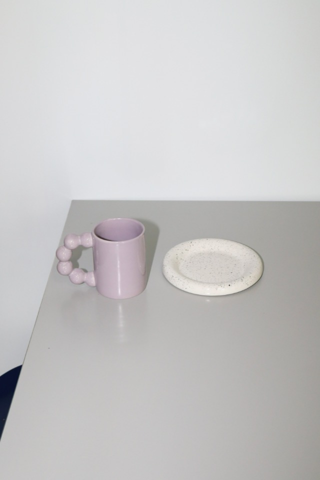 beads arch mug(violet)/ring plate(black dot) [set]