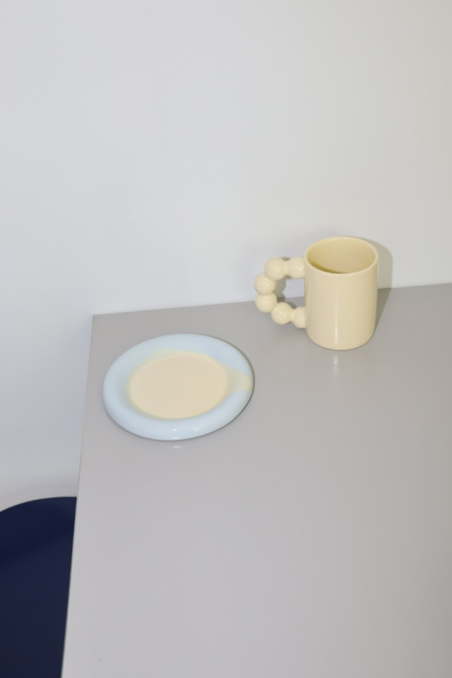 beads arch mug(butter-yellow)/ring plate(sky/yellow) [set]