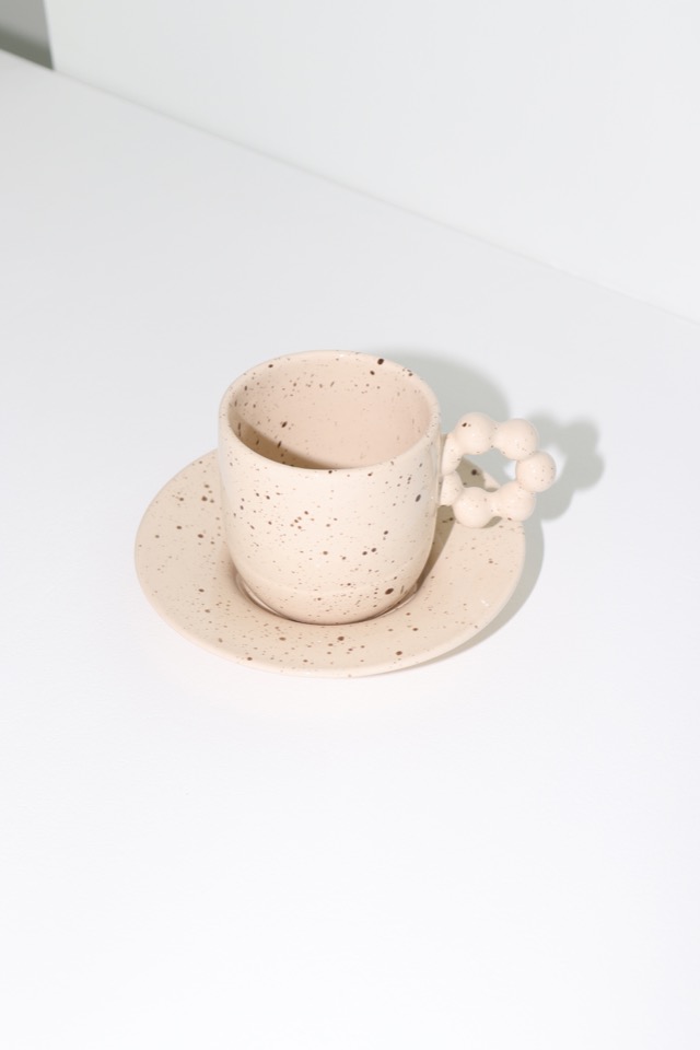 beads coffee cup/saucer(beige)