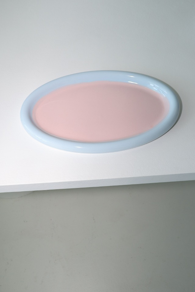ring oval plate(sky/pink)