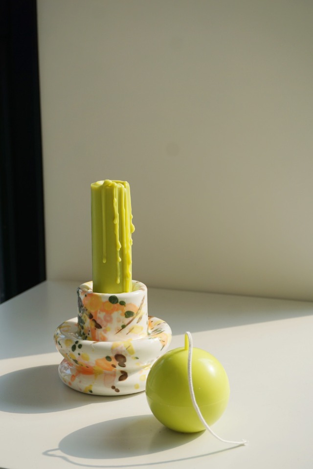 twoway candleholder(sprinkle)+candle(lime) [set]