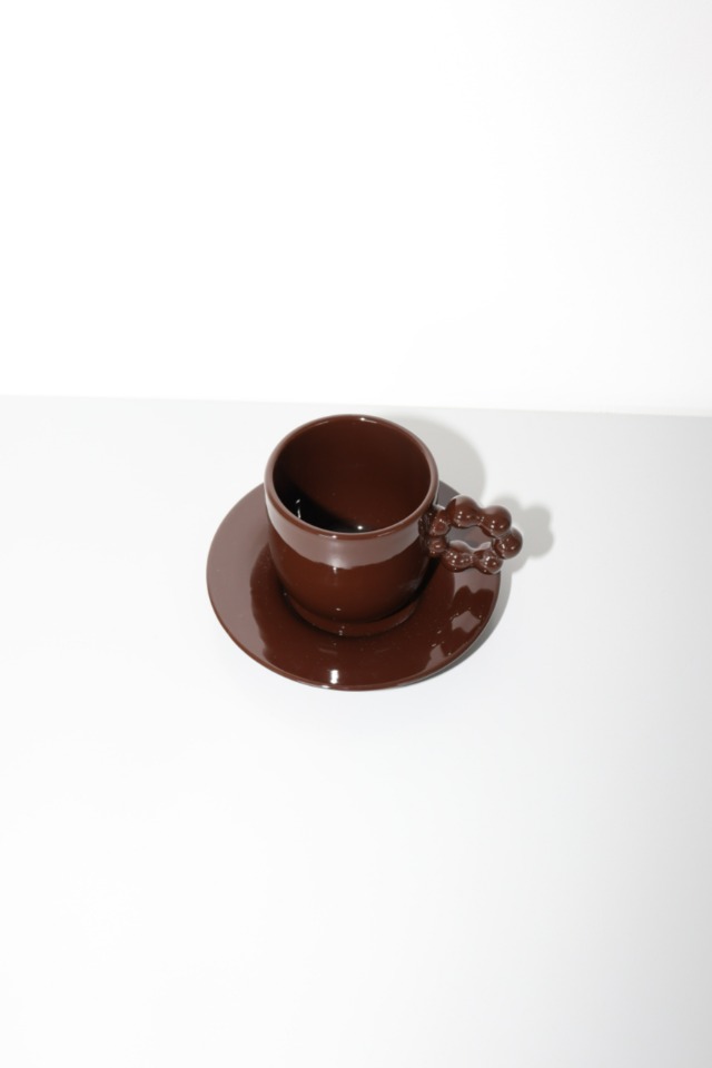 beads coffee cup/saucer(brown)
