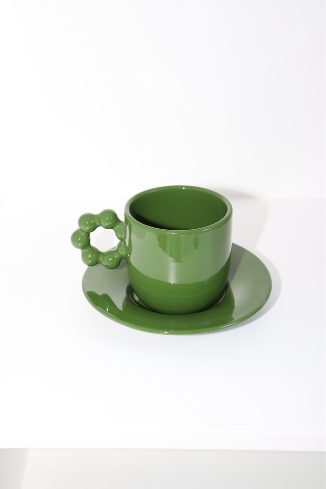 beads coffee cup/saucer(green)