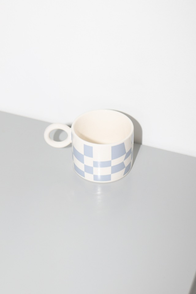 ring mug(CHECKBORD/BLUE GREY)