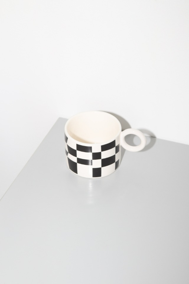 ring mug(CHECKBORD/black)