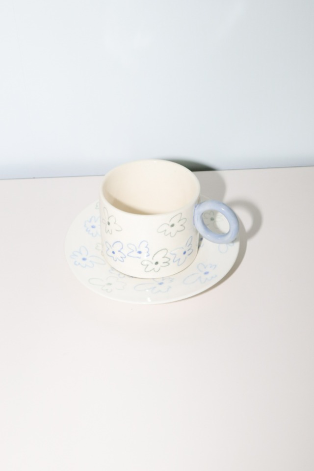 ring mug/saucer(flower)