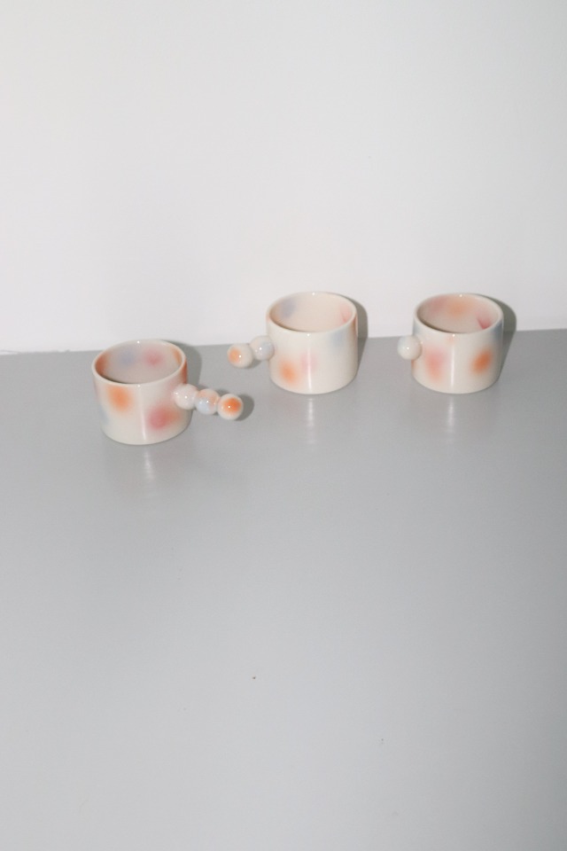 shy beads flat mug(pink/orange/sky)